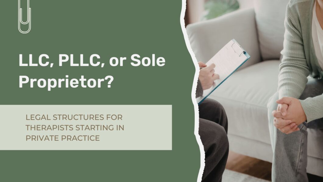 Therapist reviewing legal business structure options for a private practice in New York City.