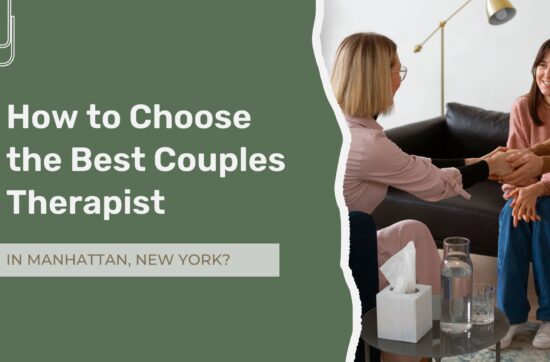 Therapist welcoming a couple to a couples therapy session in Manhattan, New York.