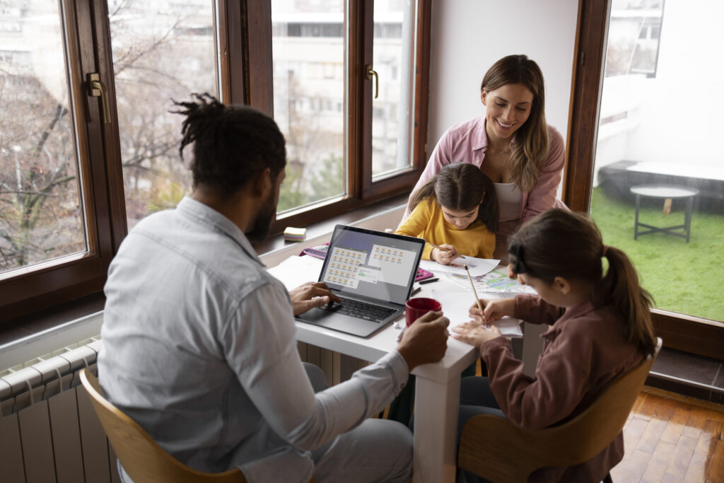 Family spending time together during a supportive family activity