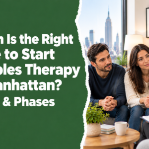 Couples therapy session in Manhattan with a couple speaking to a therapist.