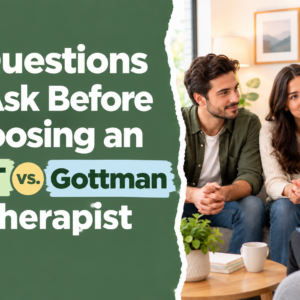 “EFT vs. Gottman therapist selection guide with a couple in counseling.”