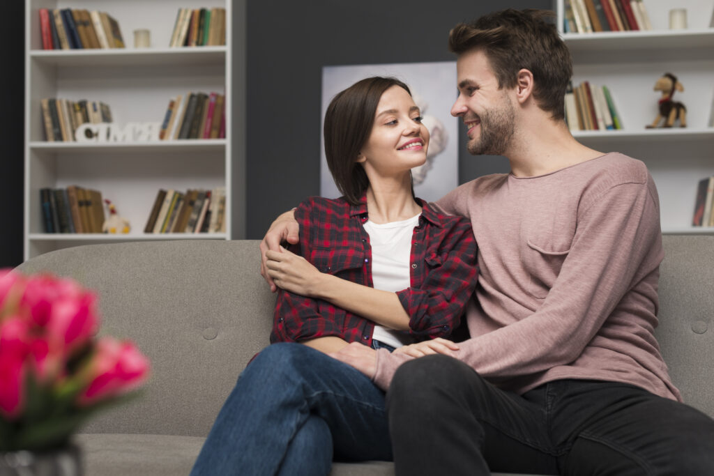 Couple sharing affection and strengthening emotional connection.