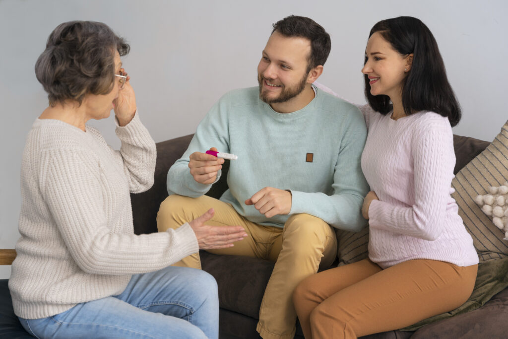 Couple discussing family and relationship concerns with a counselor.